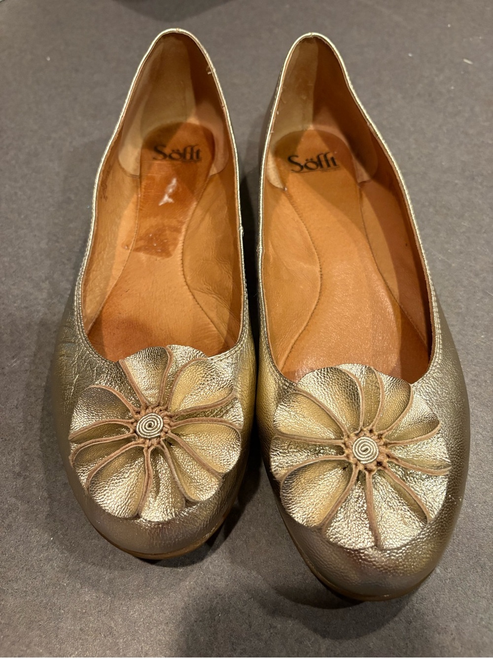 Sofft Metallic Gold Leather Flats